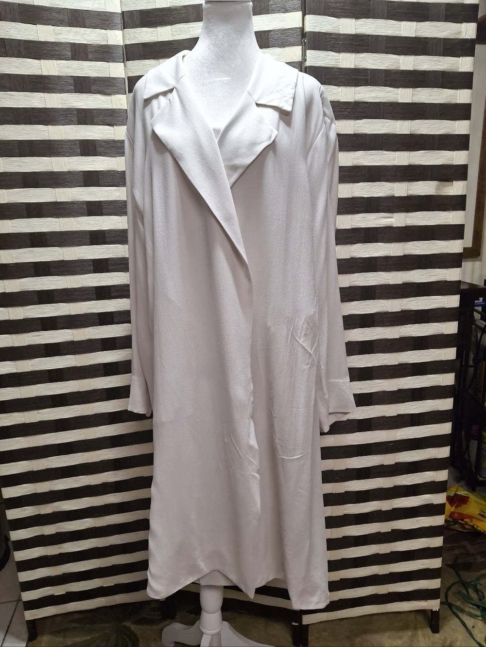 Eileen Fisher 100% Silk Neutral Open-Front Long Duster Topper Women Size X-Large - Picture 14 of 16